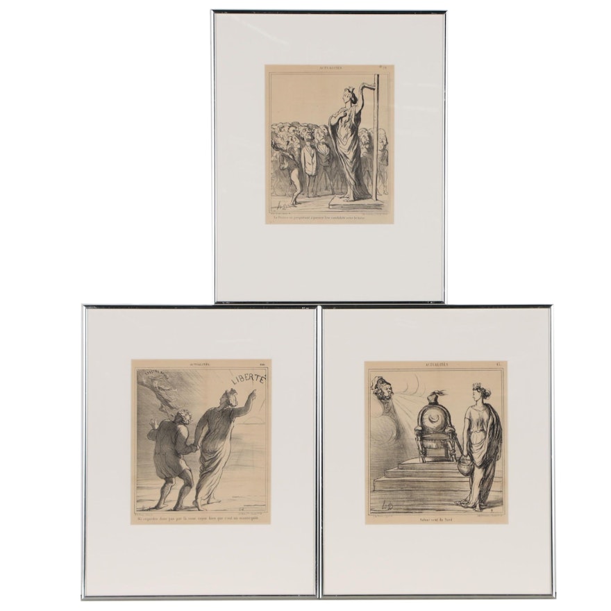 Lithographs after Honore Daumier for "Actualités", Late 19th Century