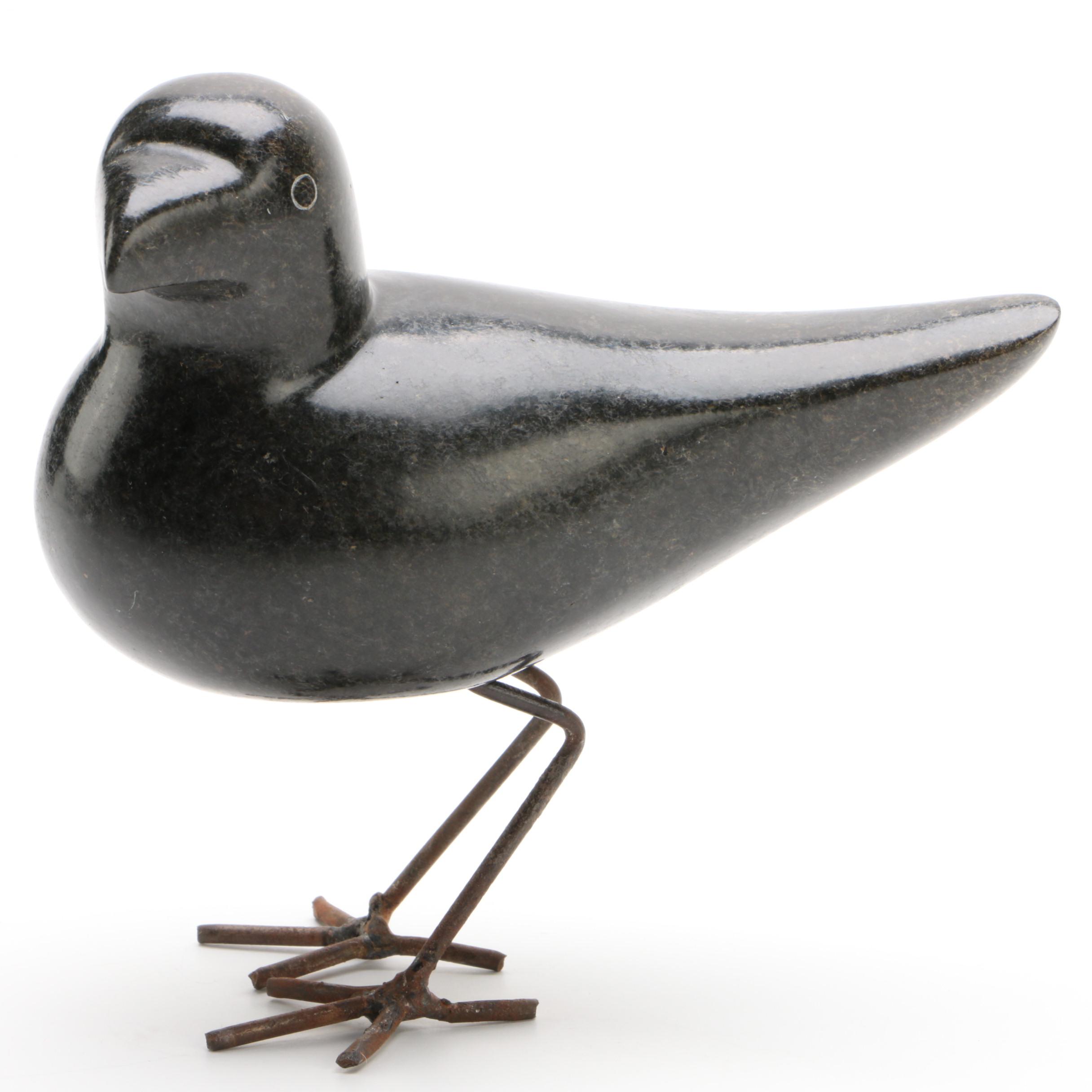 Modernist Carved Stone Blackbird Figurines