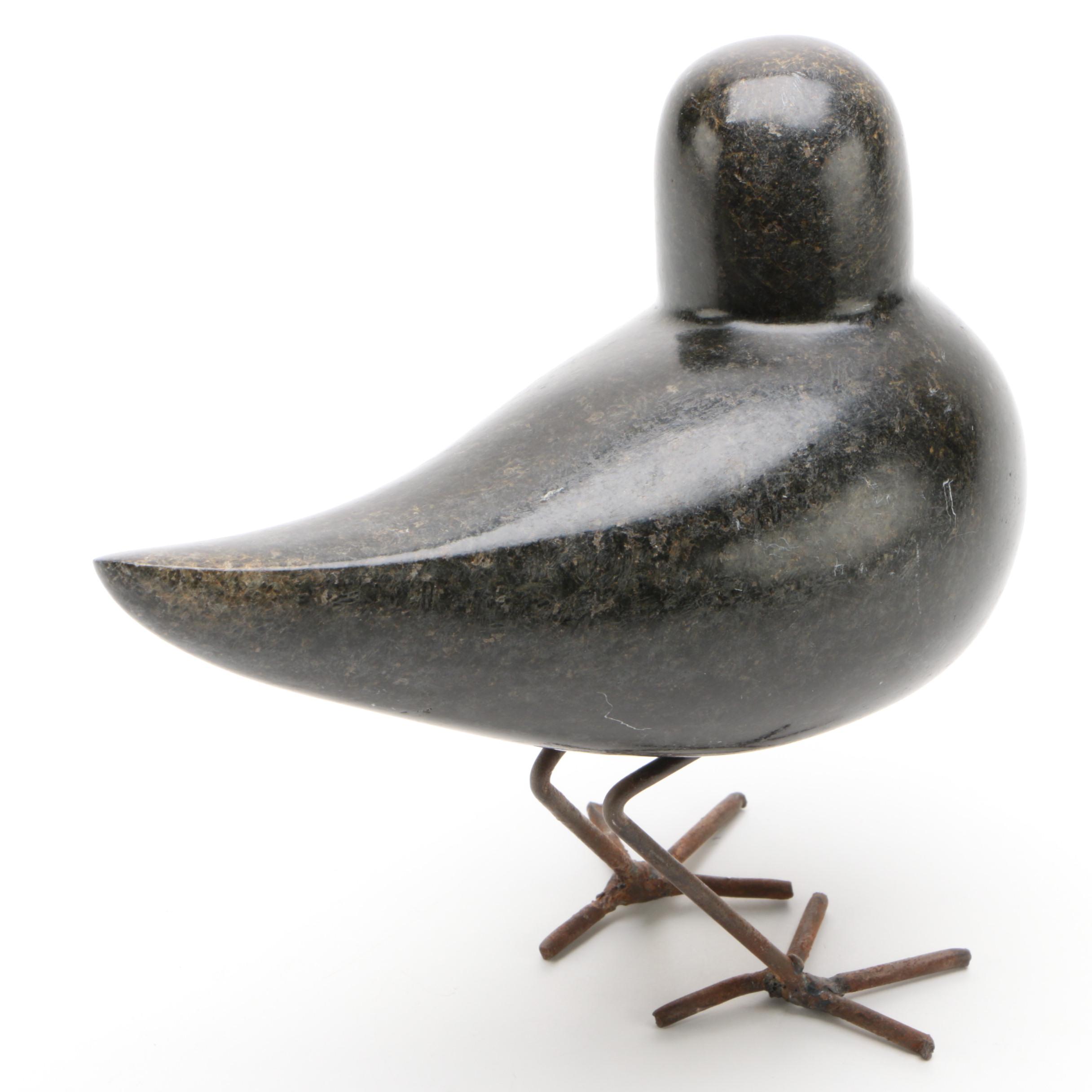 Modernist Carved Stone Blackbird Figurines