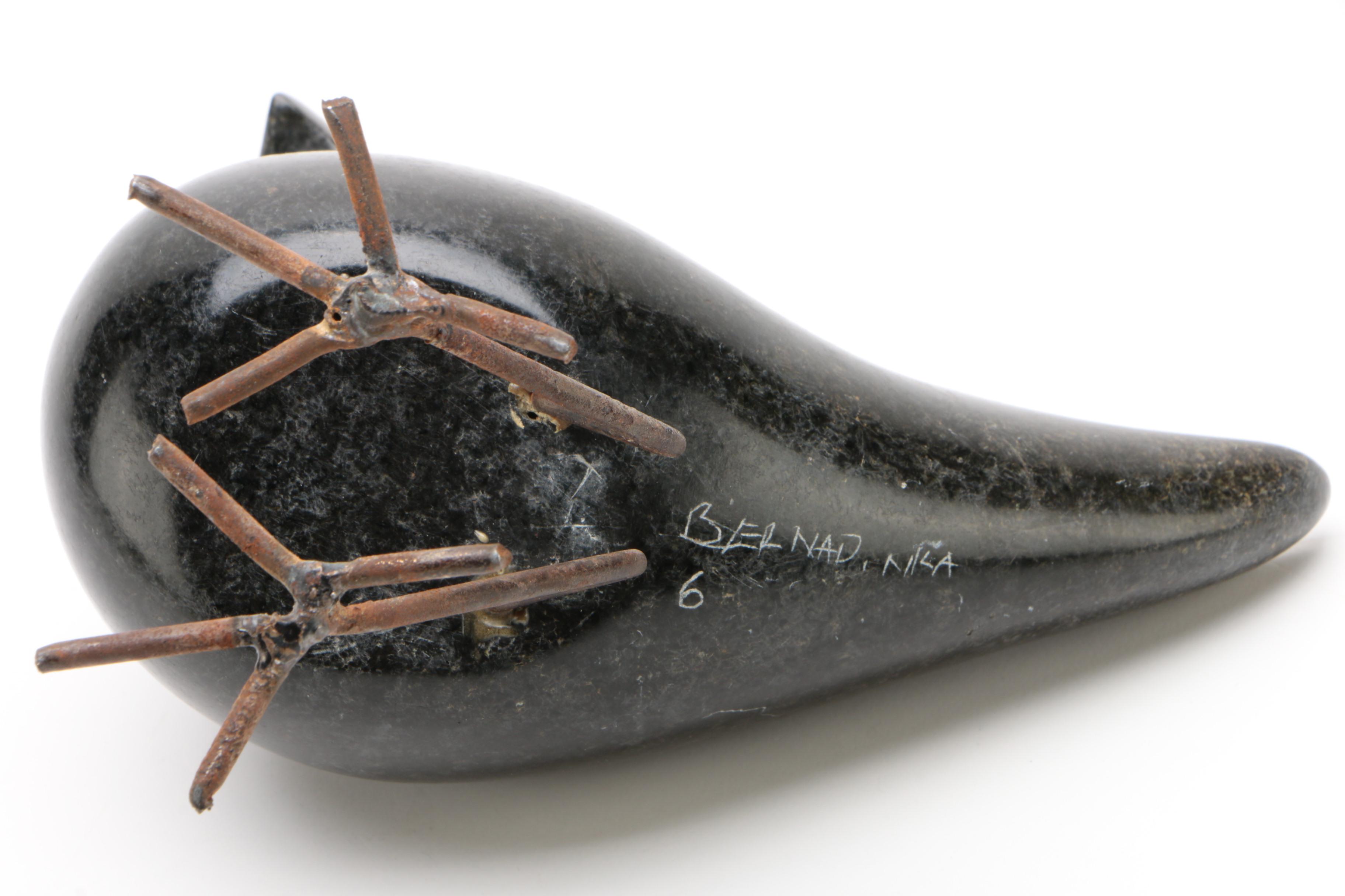 Modernist Carved Stone Blackbird Figurines