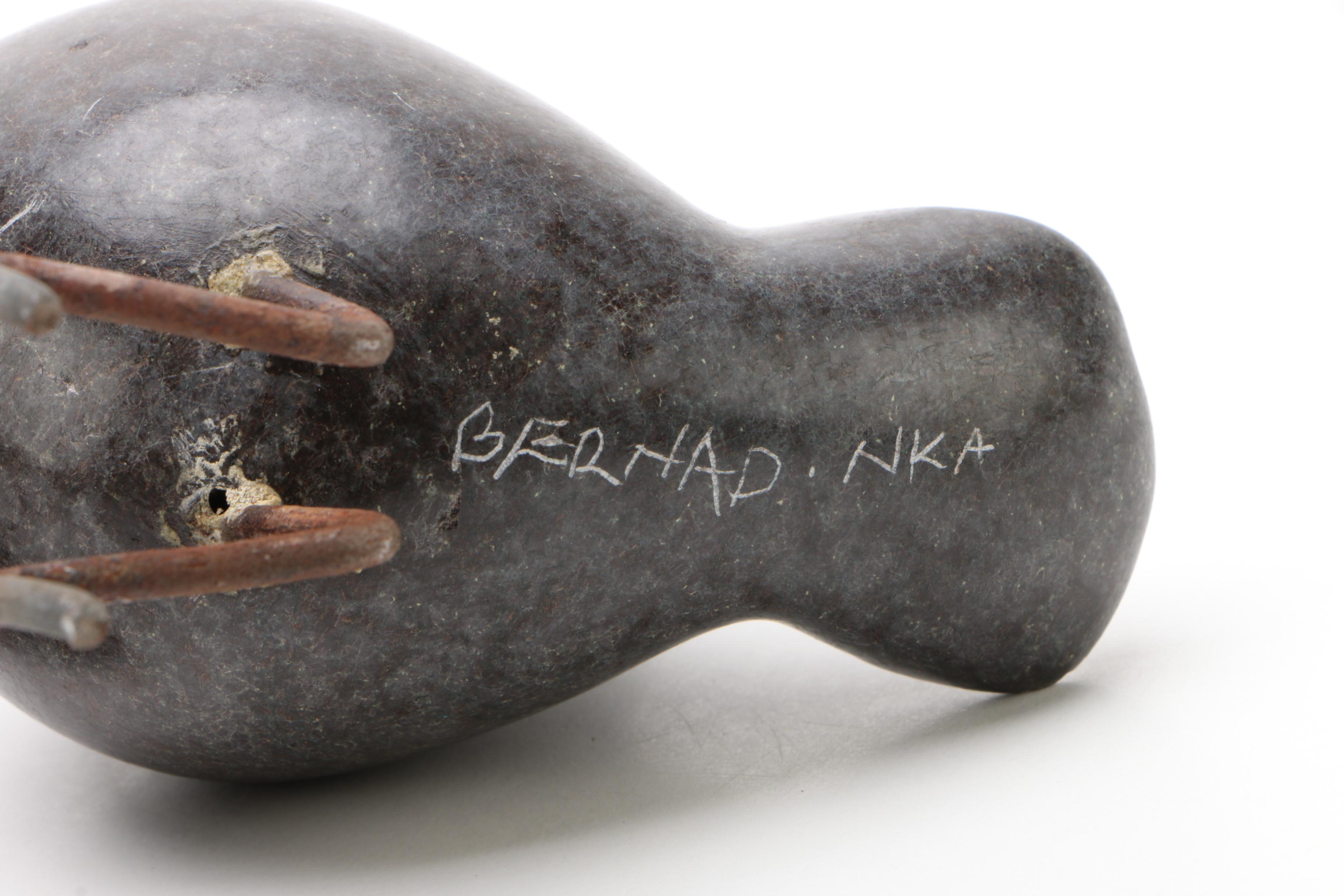 Modernist Carved Stone Blackbird Figurines