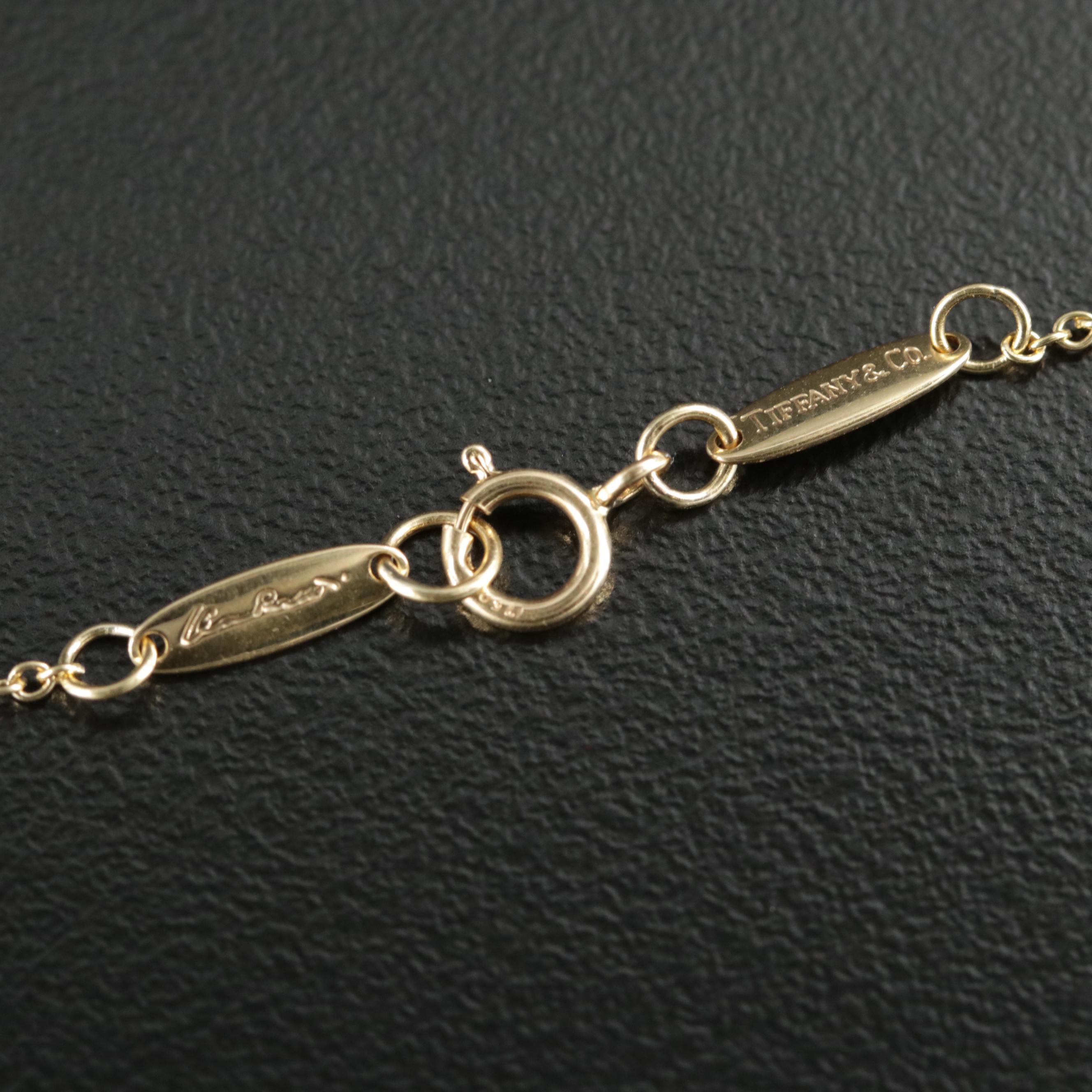 Tiffany & Co. "1837" 18K Gold Padlock Pendant with Elsa Peretti Chain Necklace