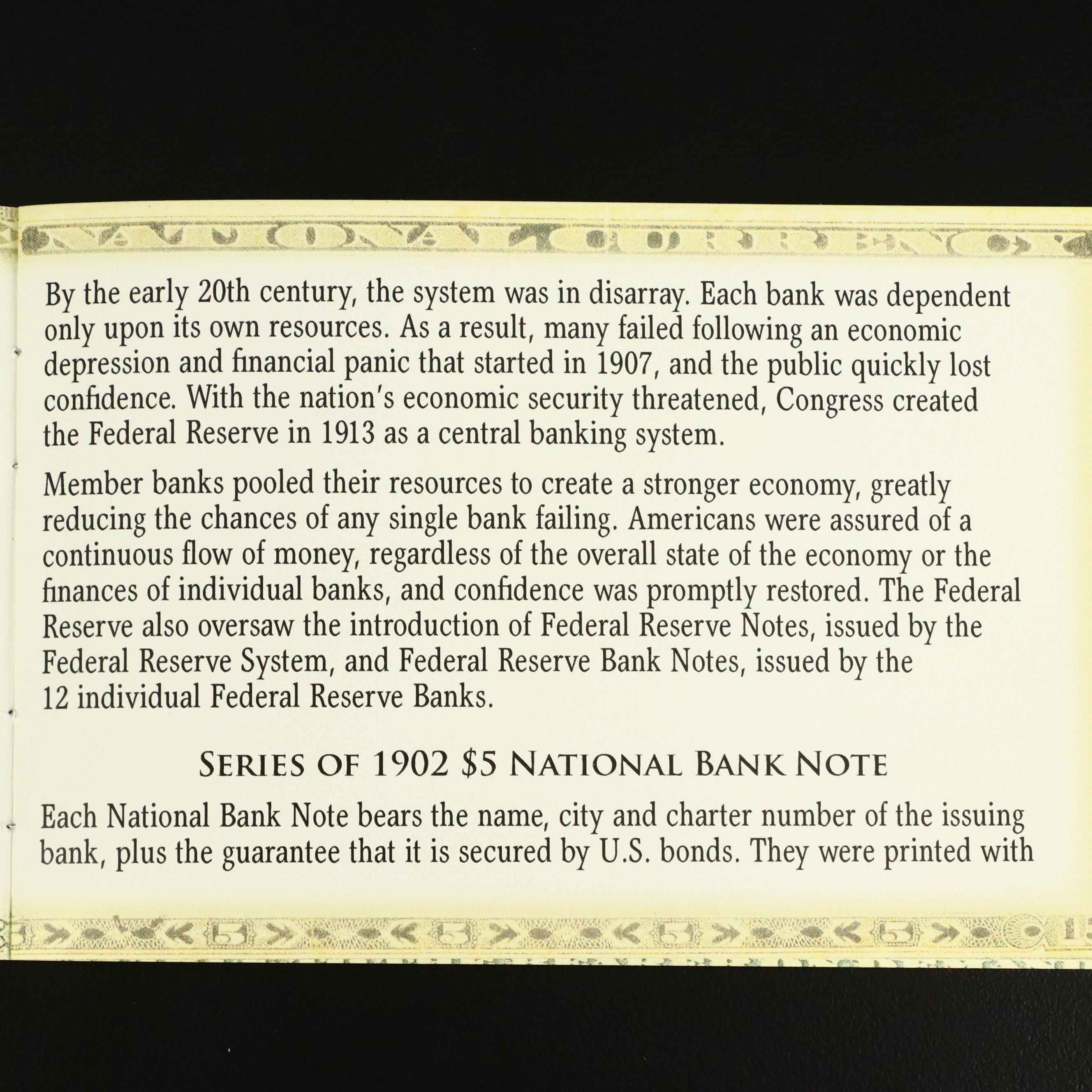 Set of Five Large Format Obsolete Antique U.S. Banknotes