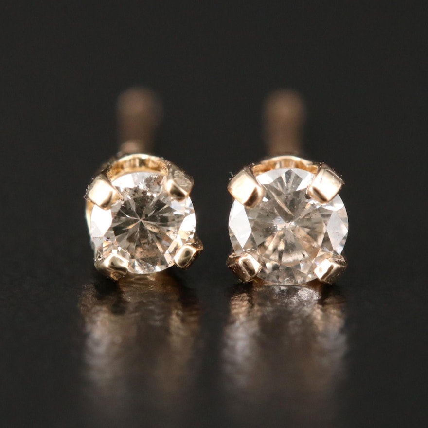 14K Yellow Gold 0.21 CTW Diamond Stud Earrings