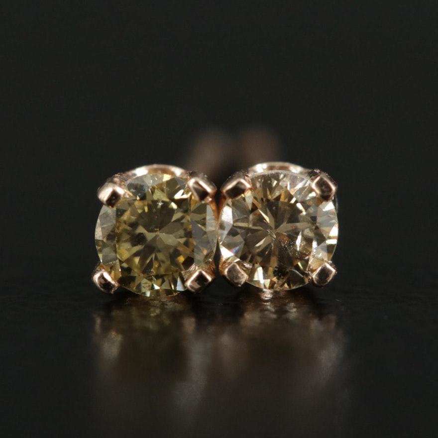 10K Yellow Gold 0.20 CTW Diamond Stud Earrings