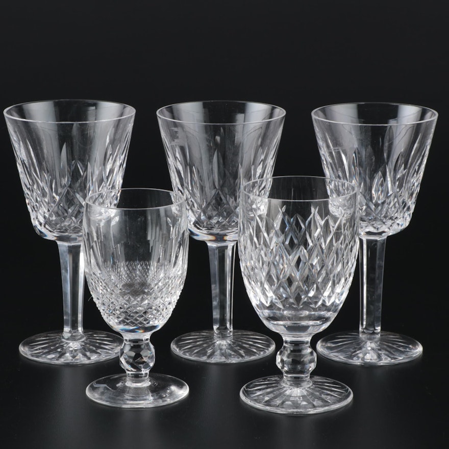 Waterford Crystal "Lismore," "Colleen," and "Boyne" Claret Wine Glasses