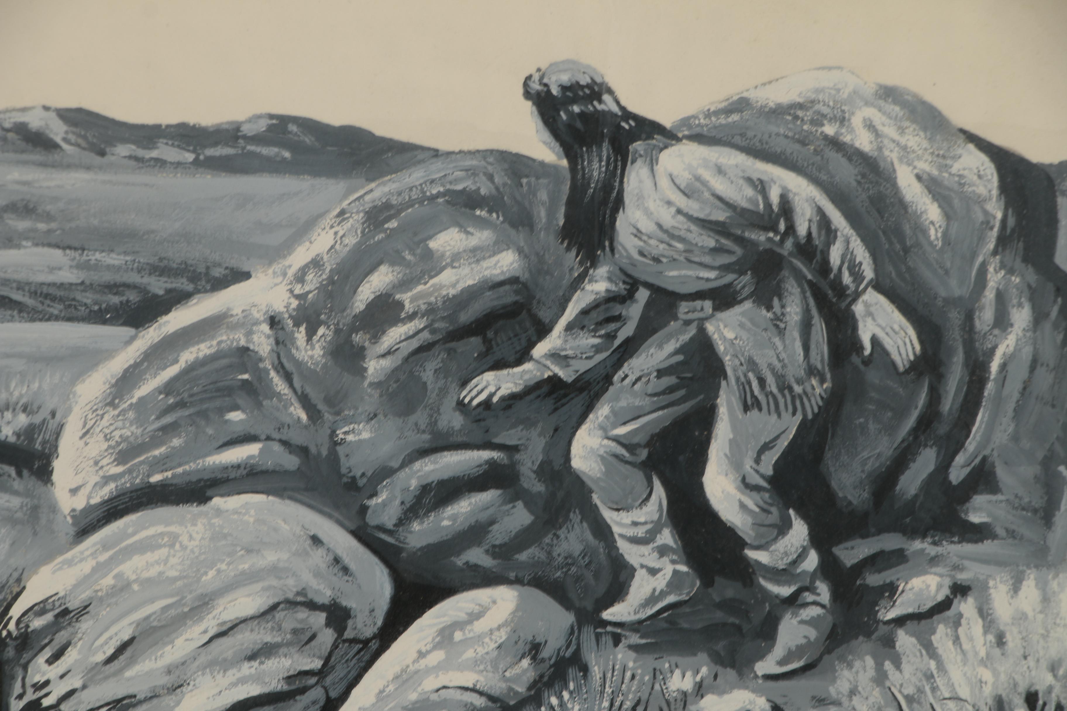 Al Martin Napoletano Gouache Western Illustration of Native American Scenes