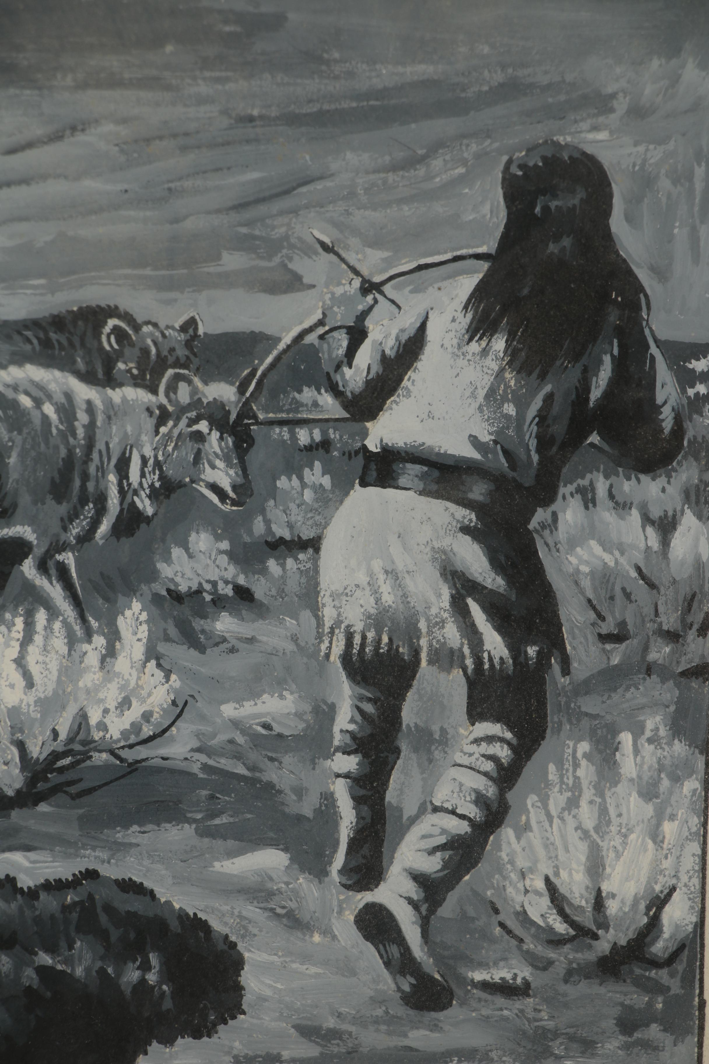 Al Martin Napoletano Gouache Western Illustration of Native American Scenes