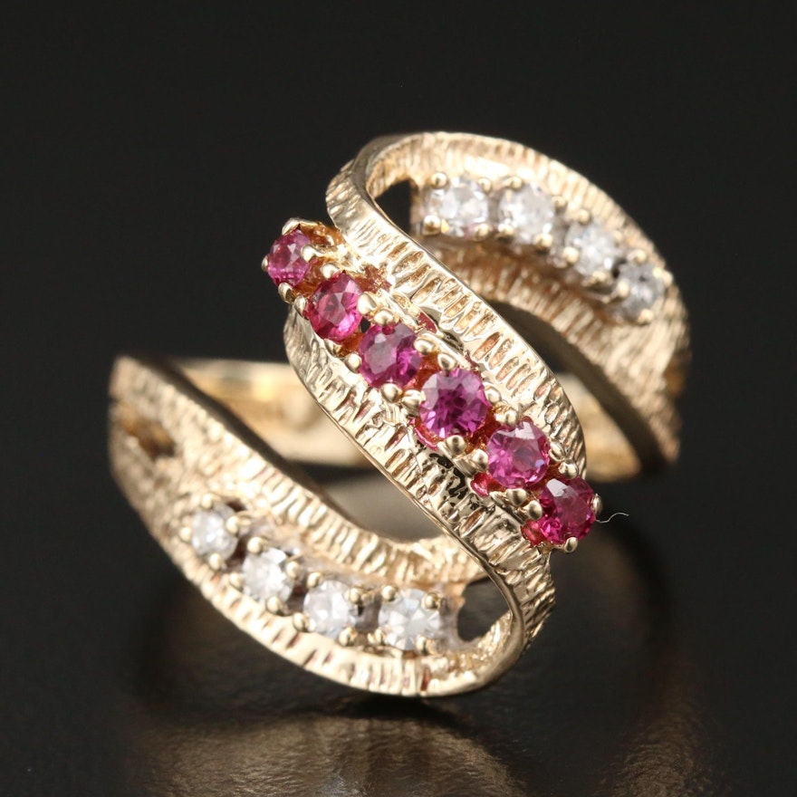 14K Yellow Gold Diamond and Ruby Ring