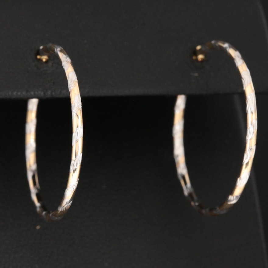 14K Gold Twisted Hoop Earrings