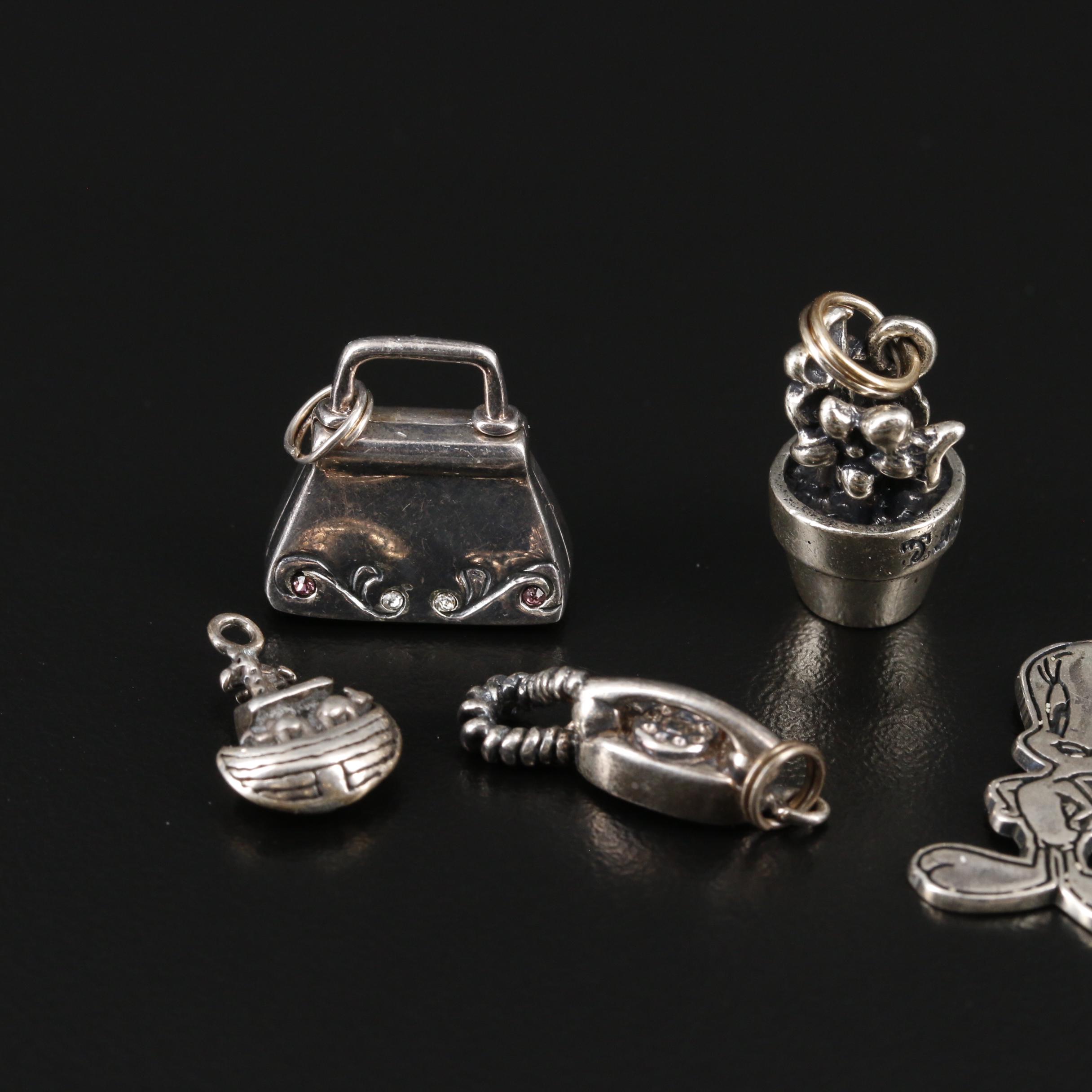 Sterling Charm Bracelet and Loose Charms