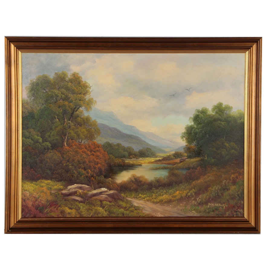 Paul Wesley Oil Painting "Catskill Beauty", Early 20th Century