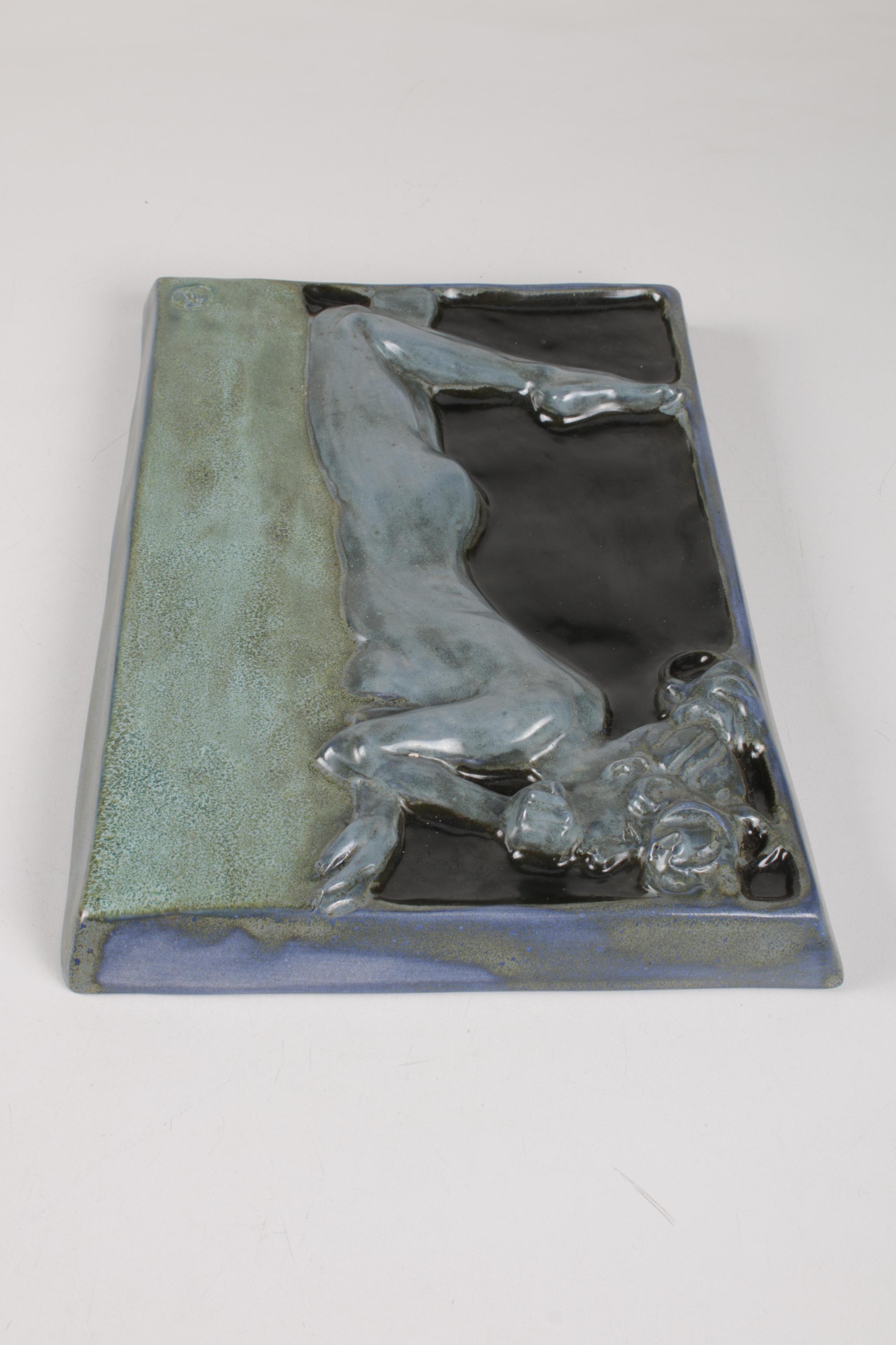 Zimpleman Art Nouveau Style Ceramic Plaque, 1986