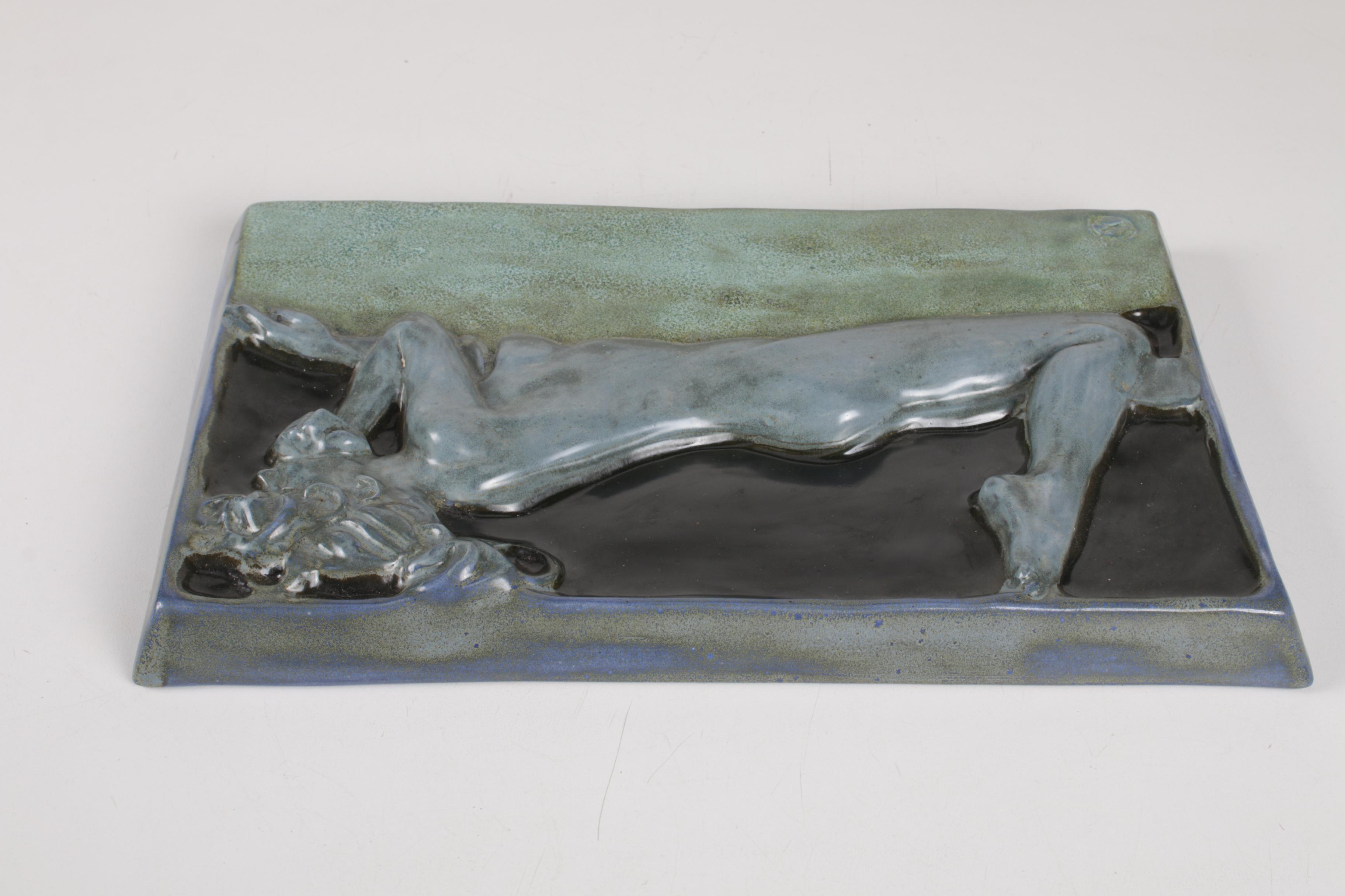 Zimpleman Art Nouveau Style Ceramic Plaque, 1986