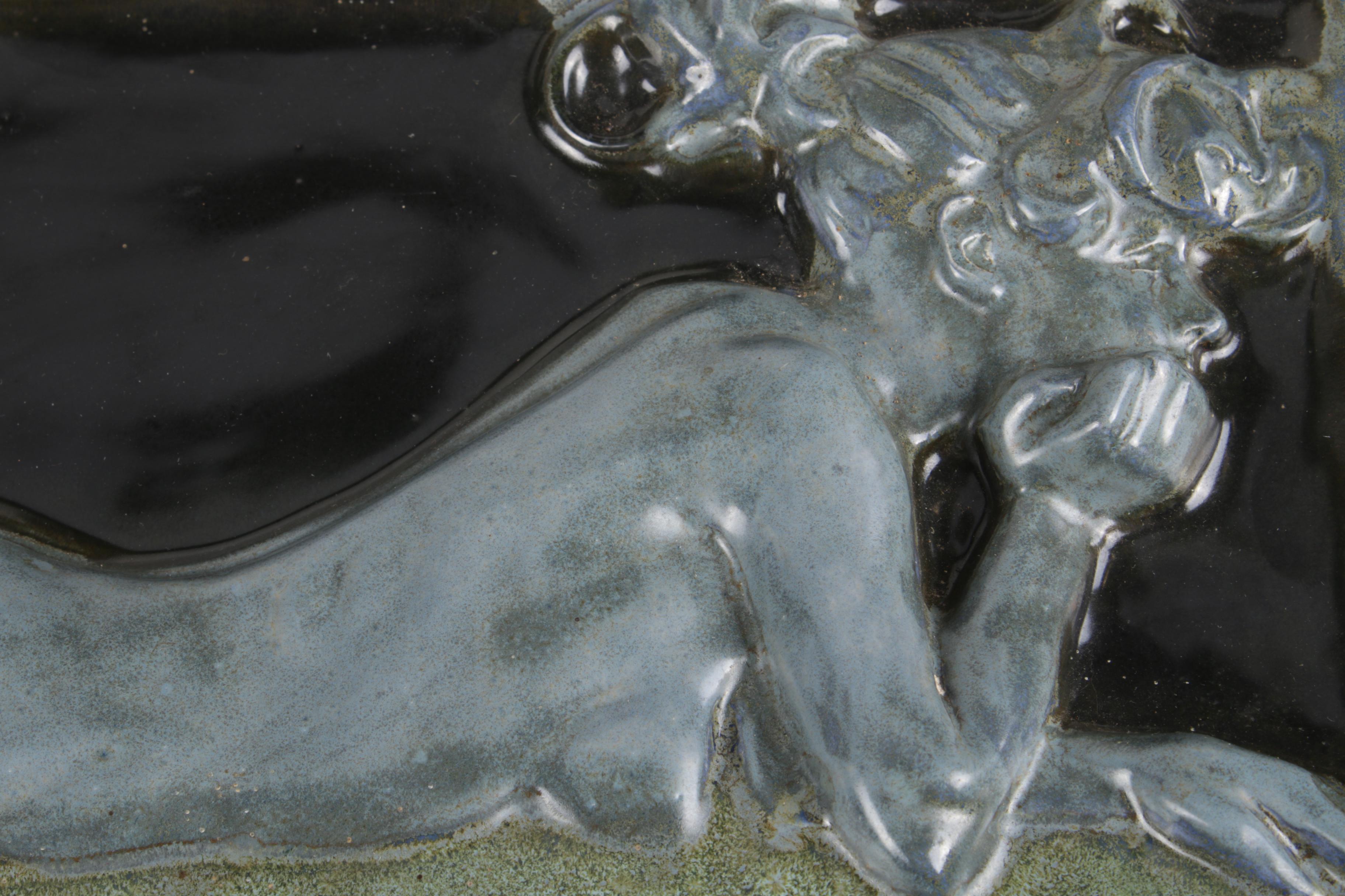 Zimpleman Art Nouveau Style Ceramic Plaque, 1986