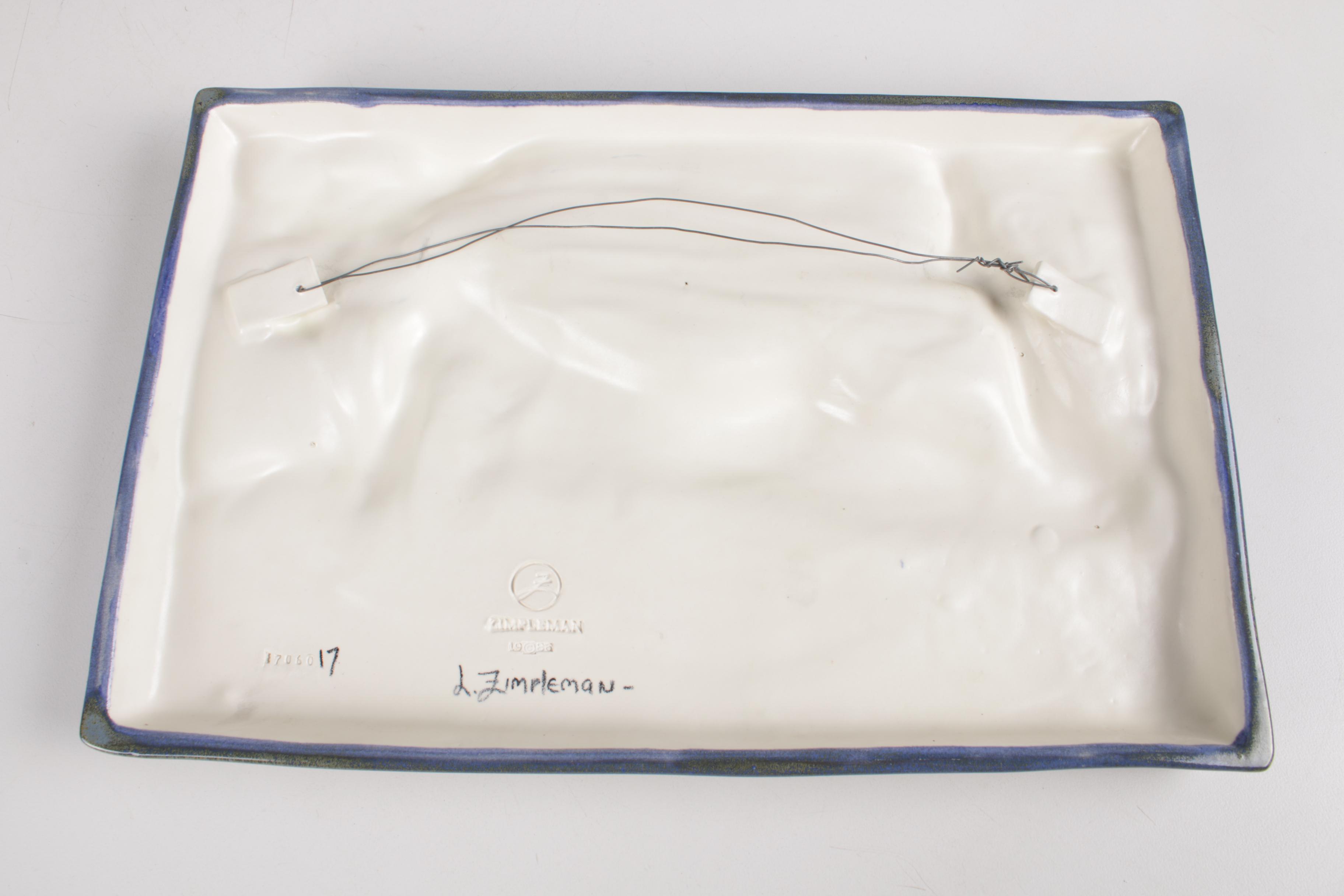 Zimpleman Art Nouveau Style Ceramic Plaque, 1986