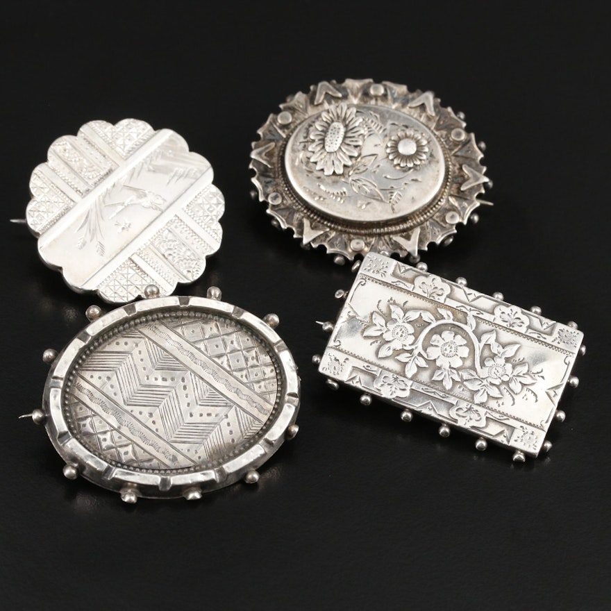 Victorian Sterling Silver Brooches