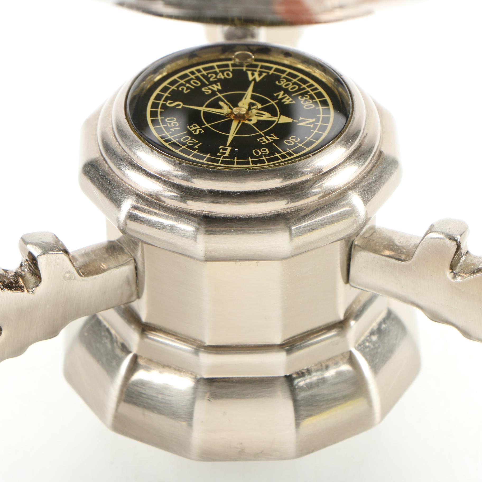 Semi-Precious Gemstone Inlay Desktop Globe