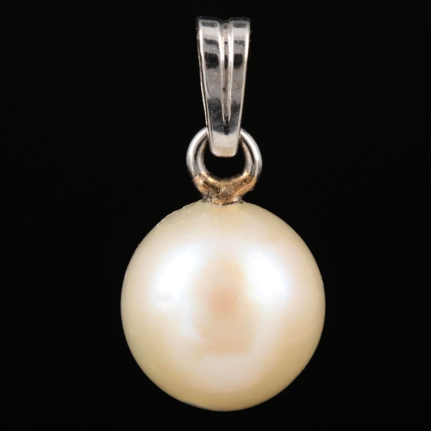 Cultured Pearl Pendant with 14K White Gold Bail