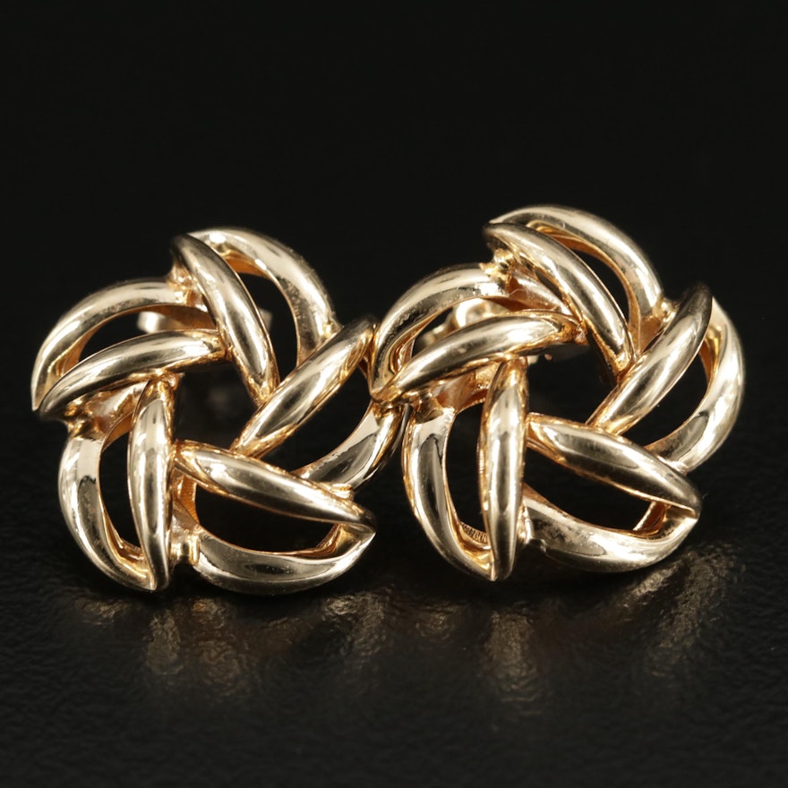 14K Yellow Gold Pinwheel Stud Earrings