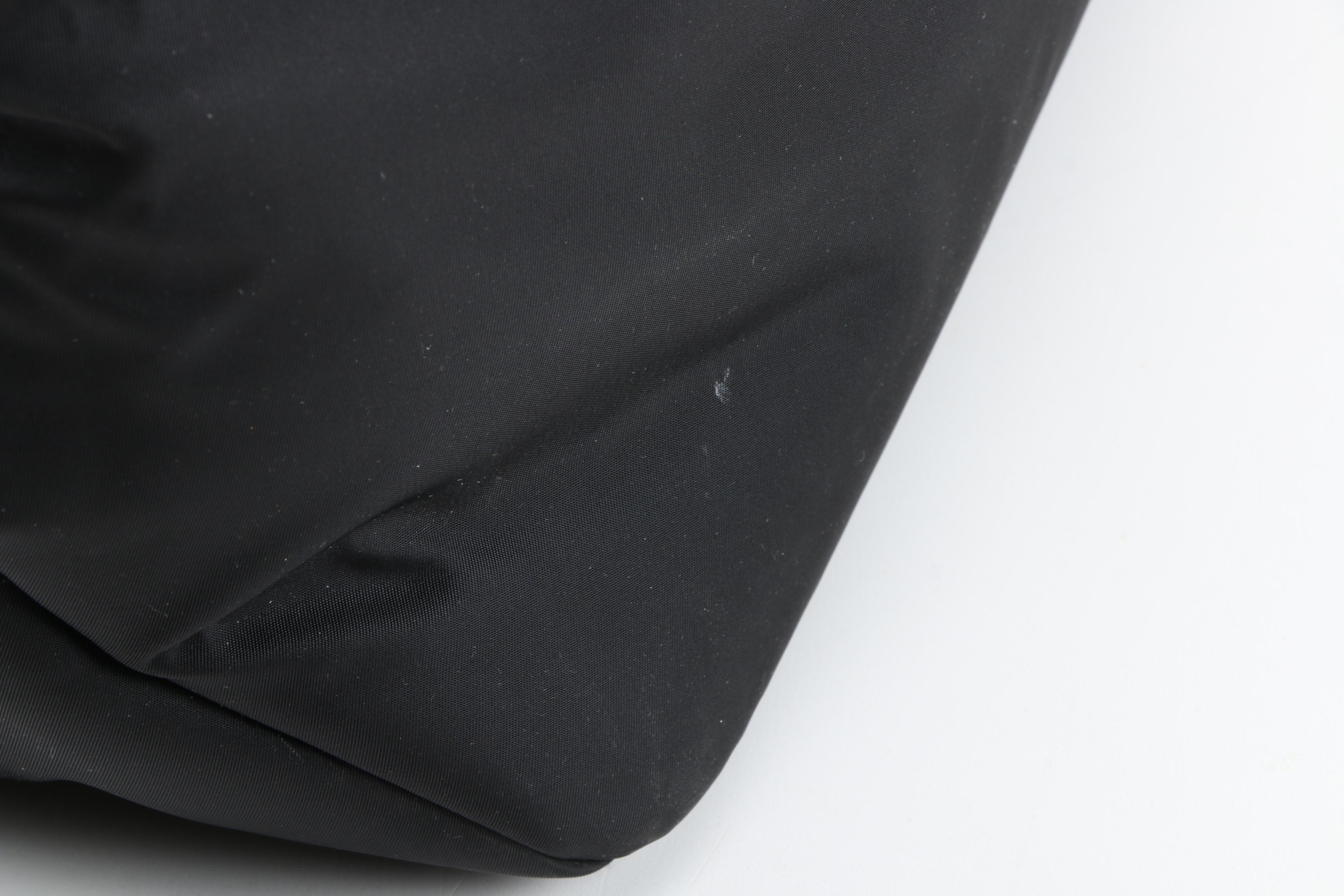 Prada Black Tessuto Nylon Travel Tote with Leather Handles and Nylon Strap