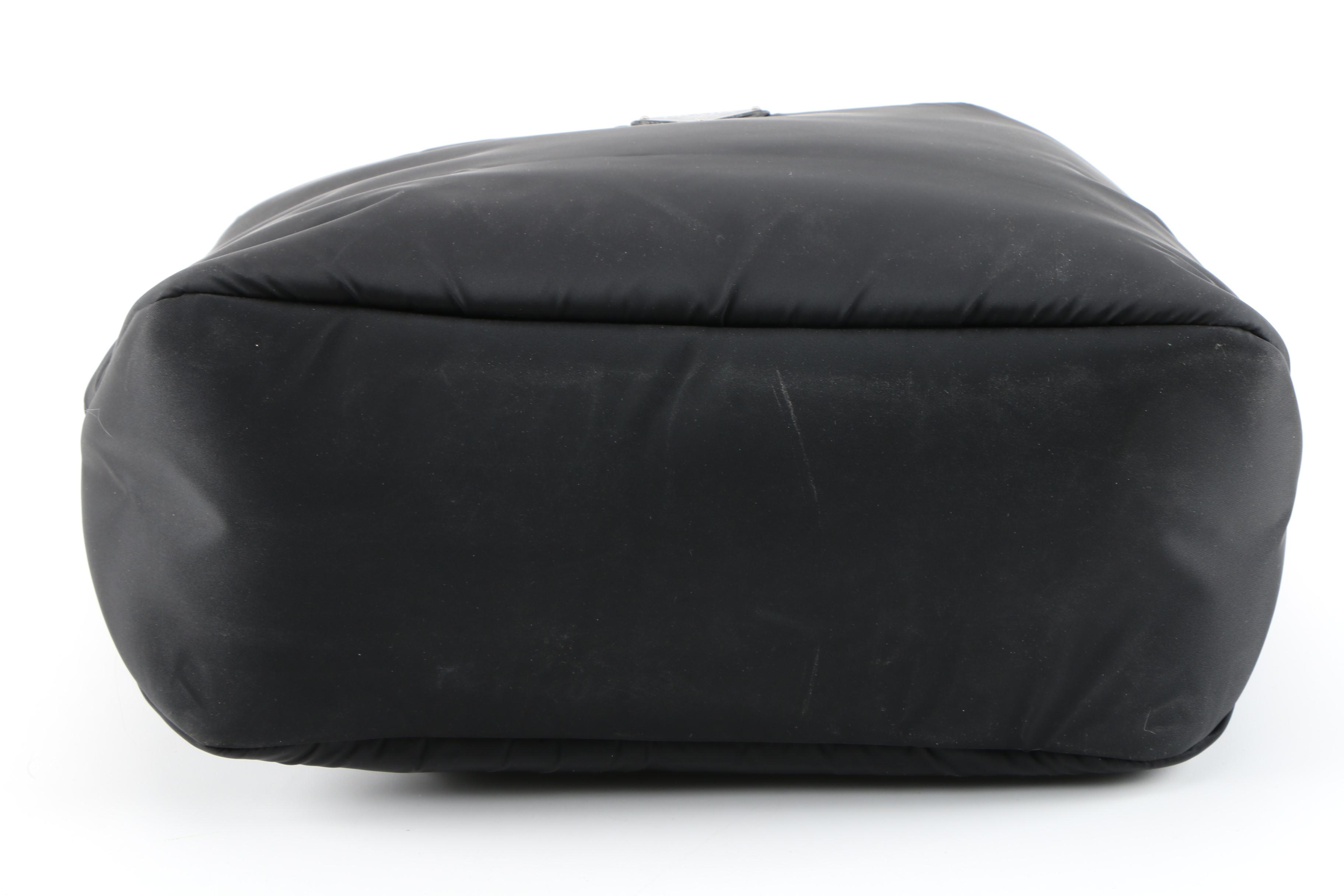 Prada Black Tessuto Nylon Travel Tote with Leather Handles and Nylon Strap