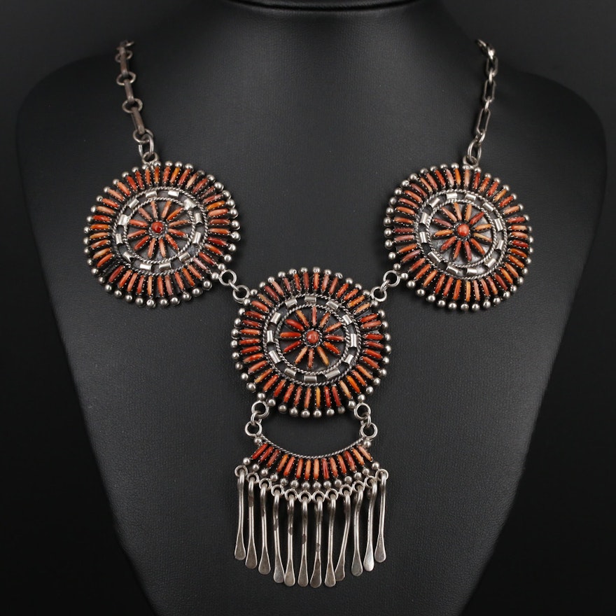 Southwestern Style Sterling Silver Spiny Oyster Necklace