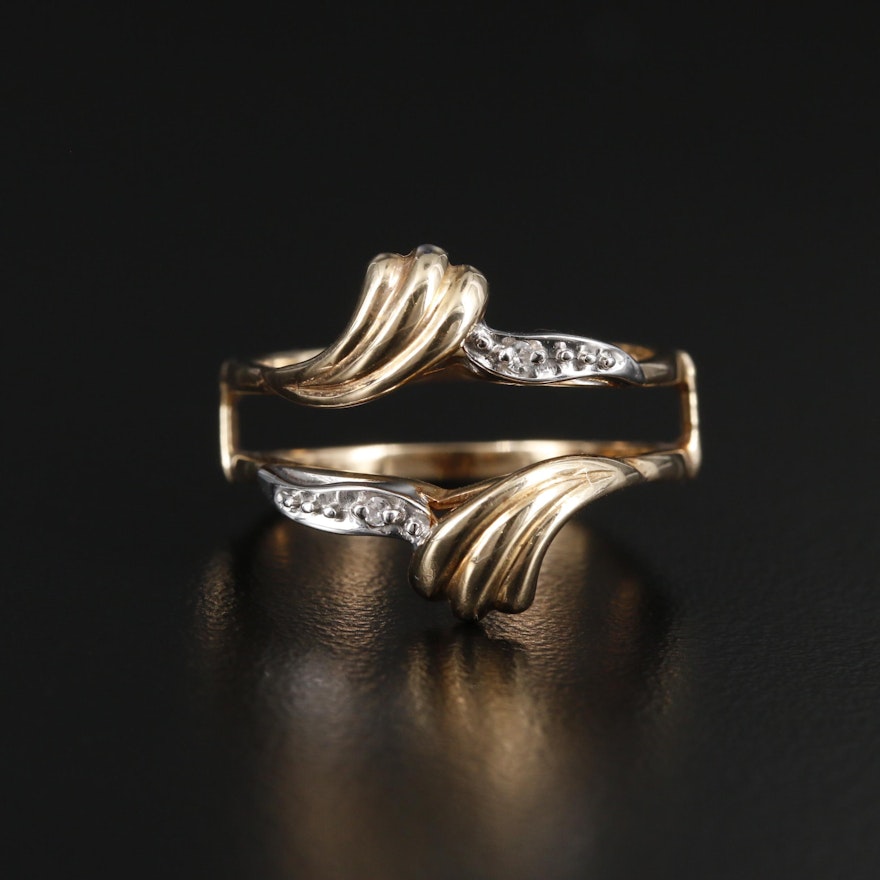 10K Yellow Gold Diamond Ring Jacket with 10K White Gold Accents