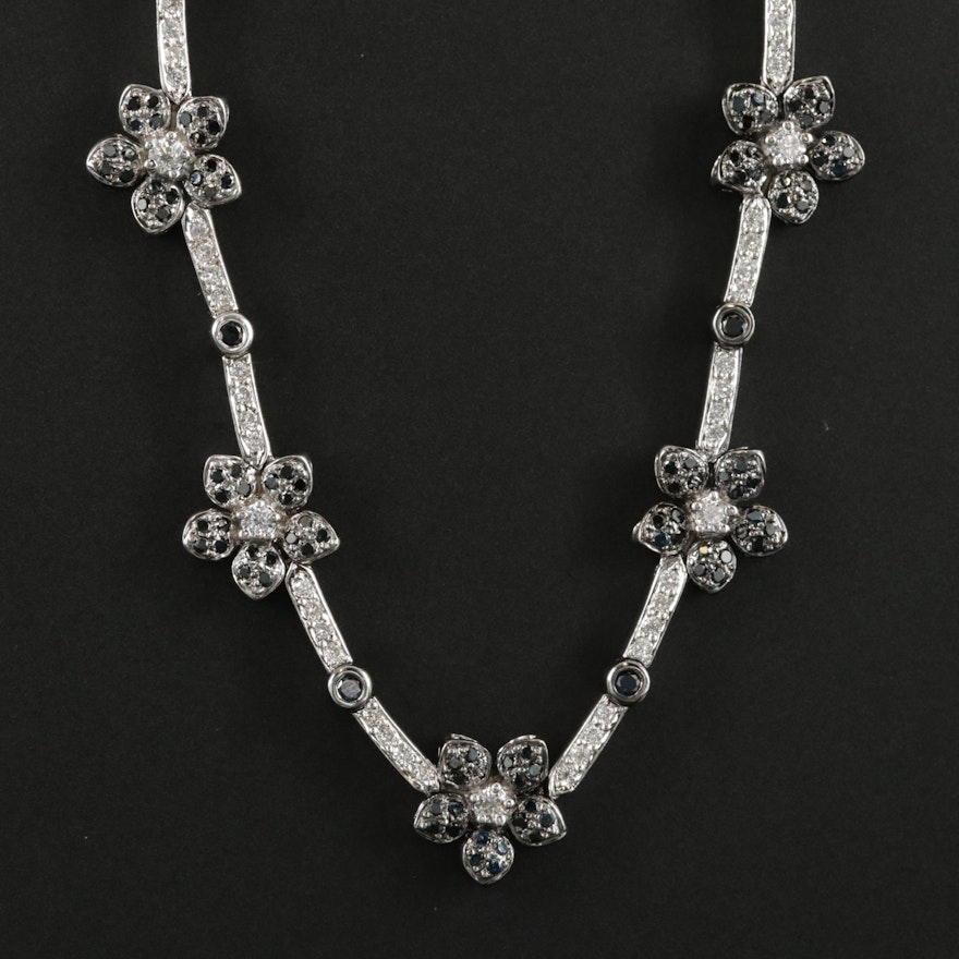 18K White Gold 2.56 CTW Diamond Floral Necklace
