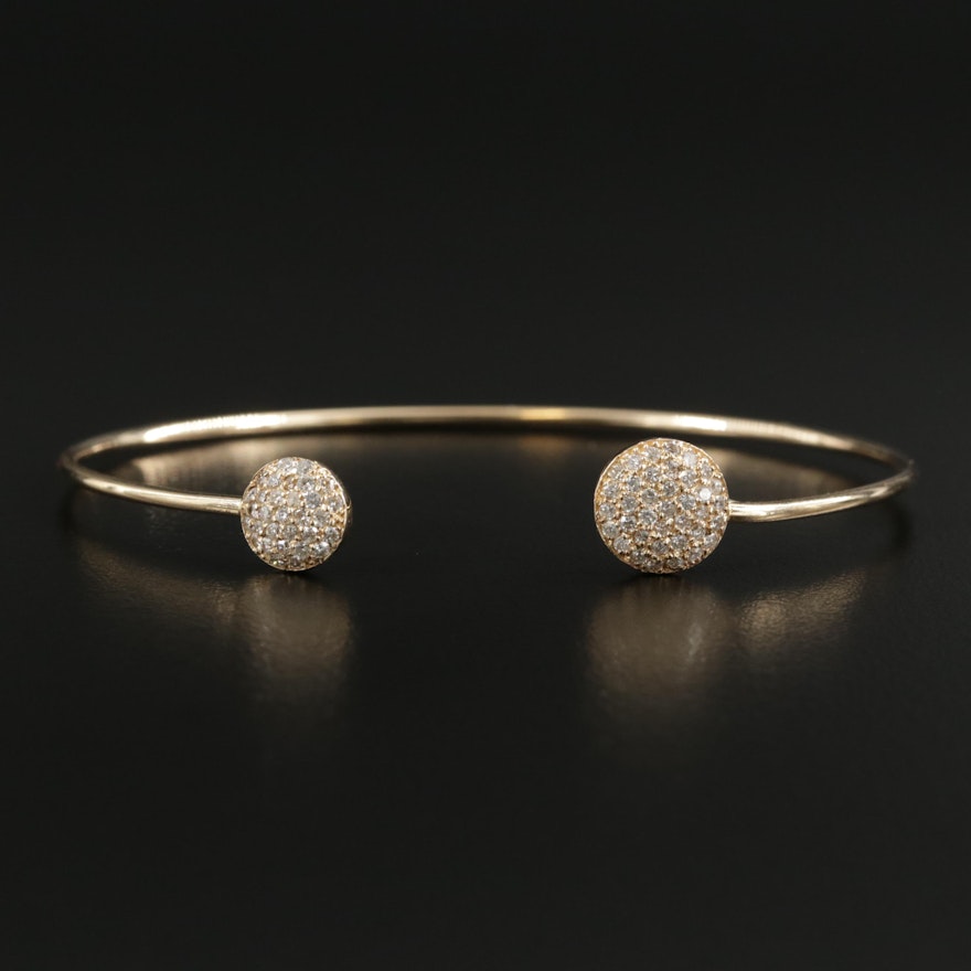 14K Yellow Gold Diamond Cuff Bracelet