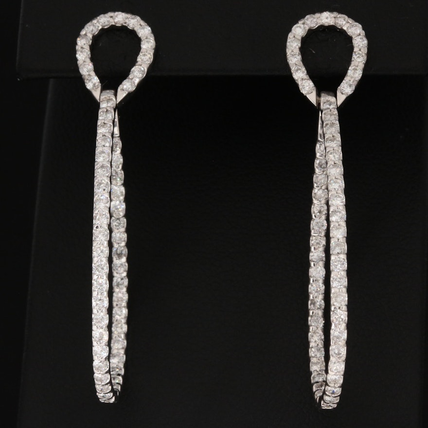 14K White Gold 2.52 CTW Diamond Inside-Out Dangle Earrings