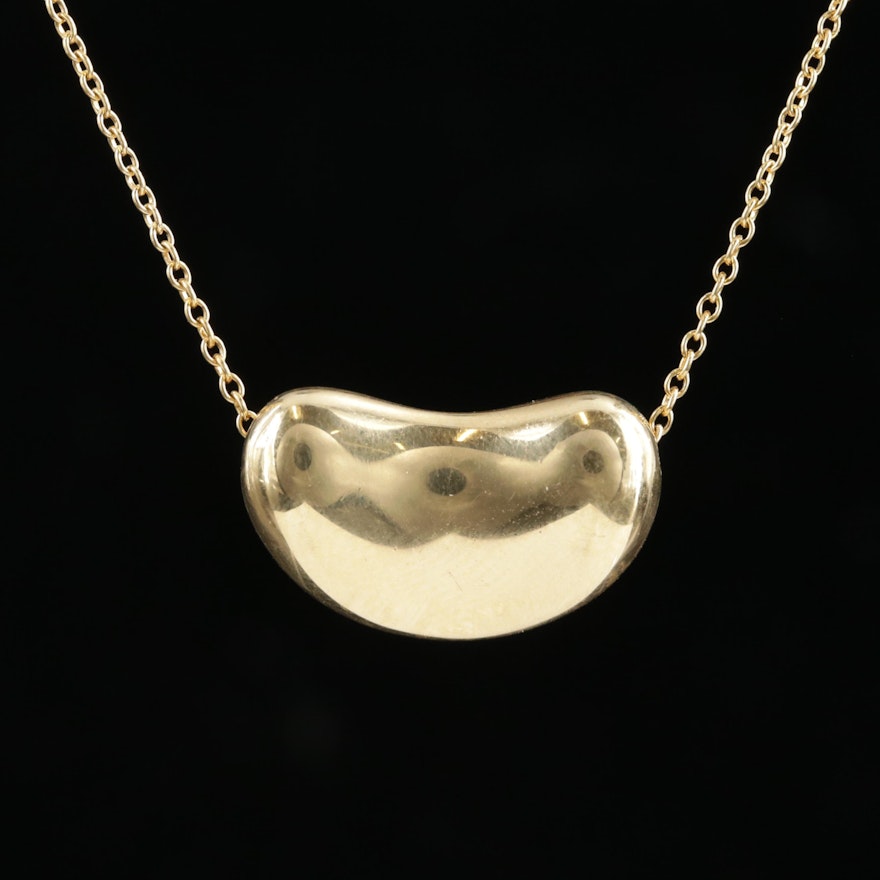 Tiffany & Co. Elsa Peretti 18K Yellow Gold Bean Pendant Necklace