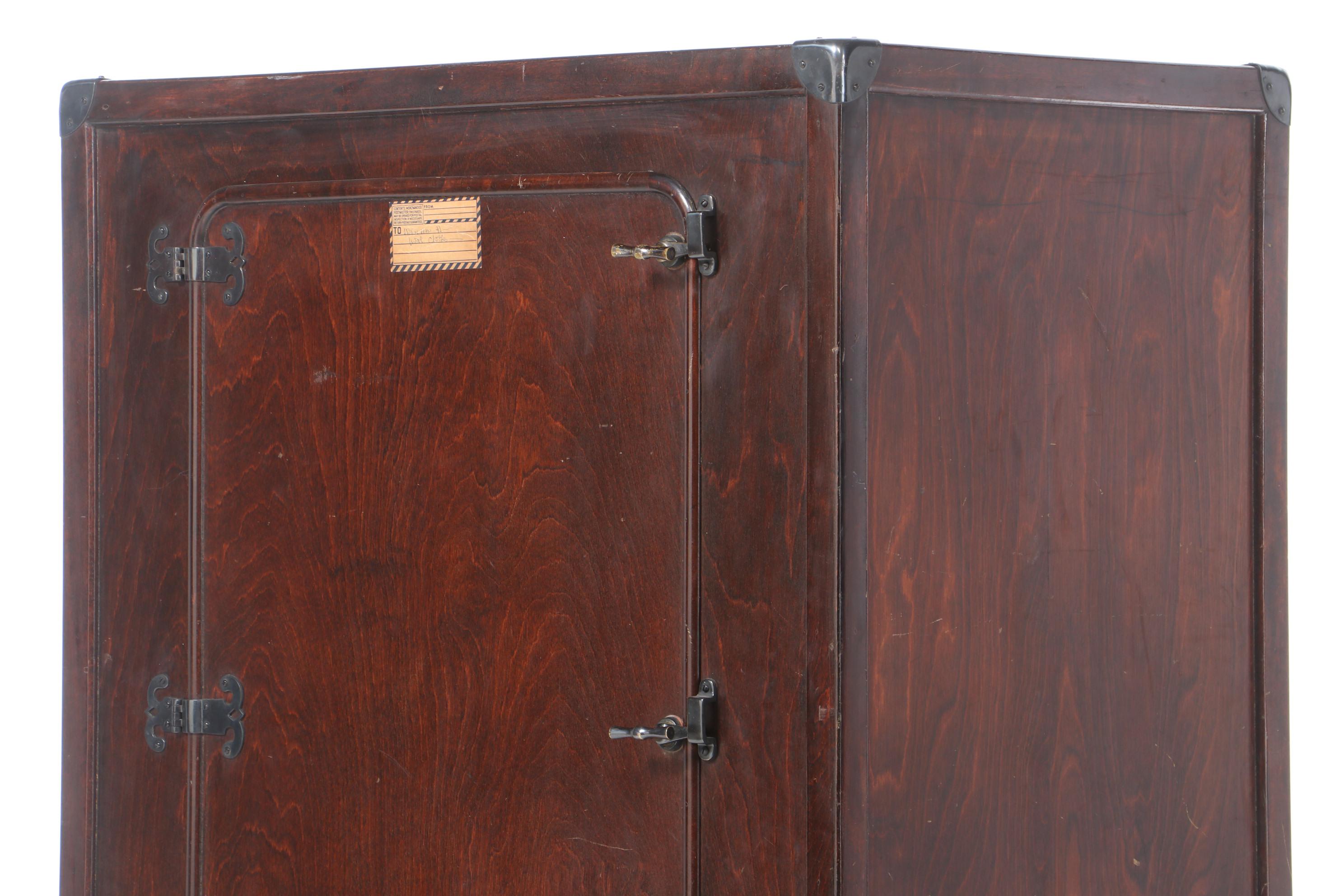 Attributed to Likly & Rockett Trunk Co., Mahoganized Steamer Wardrobe