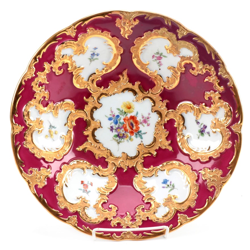 Meissen Rococo Hand-Painted Porcelain Centerpiece Bowl, 19th Century
