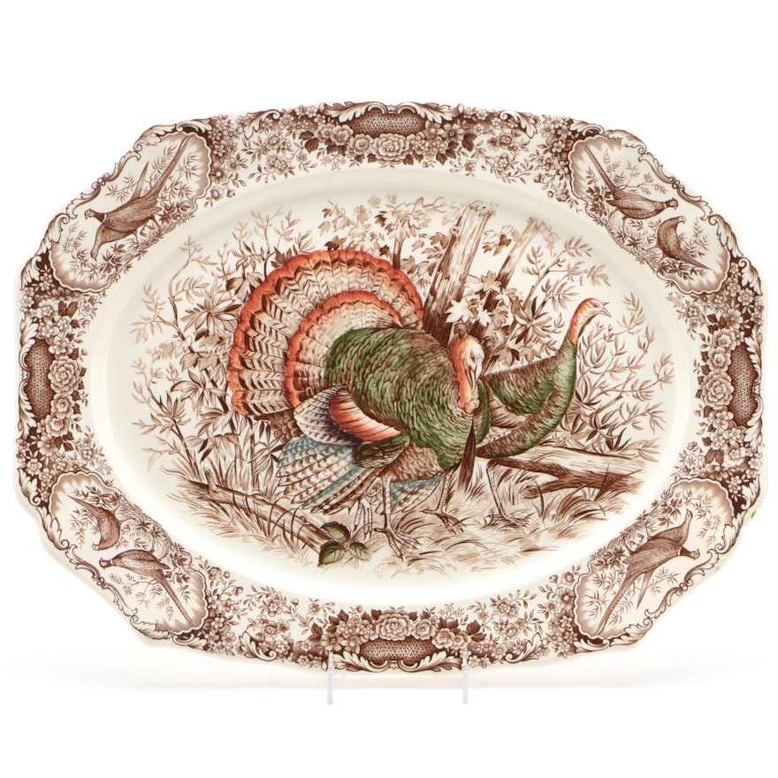 Johnson Bros. "Wild Turkeys" Transferware Platter, 1951-74