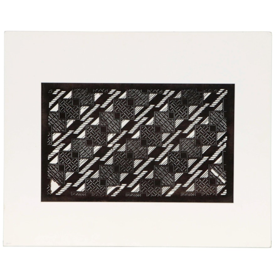 Japanese Katagami Textile Stencil with Geometric Motif, Meiji to Showa Period