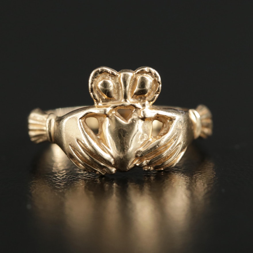 14K Yellow Gold Claddagh Ring