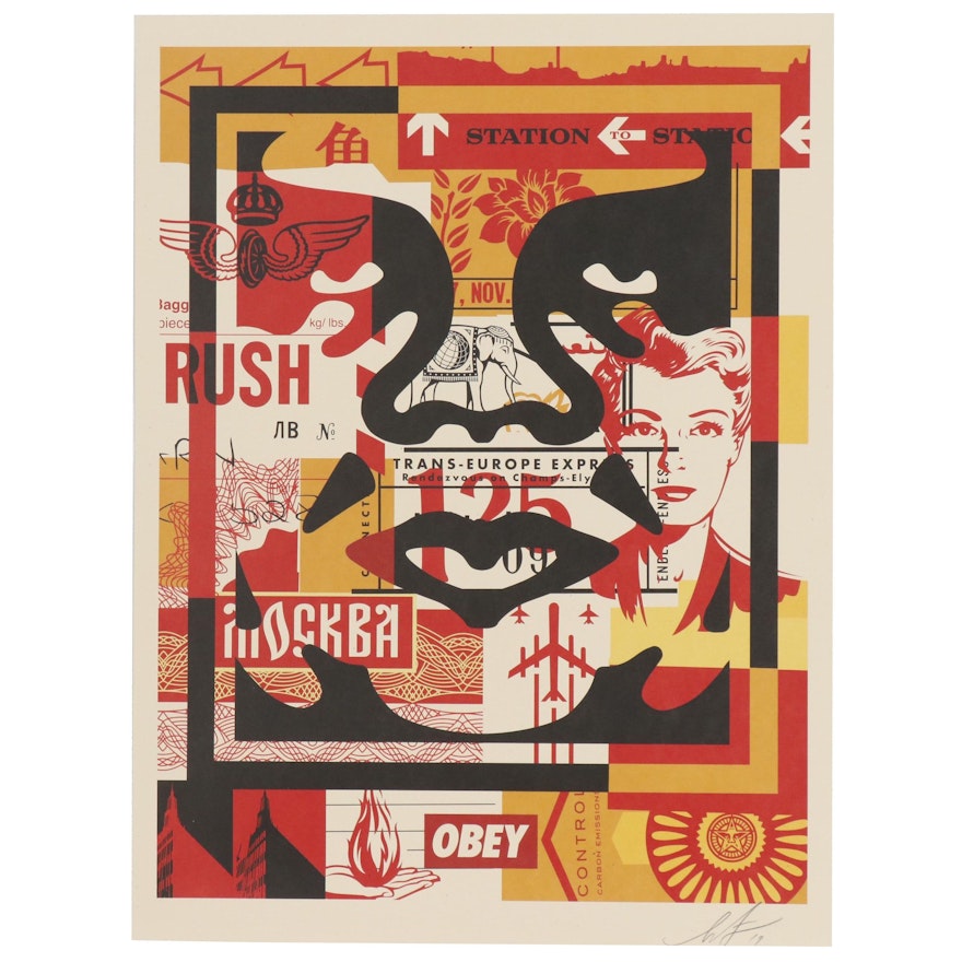 Shepard Fairey Offset Print "OBEY 3-Face Collage"