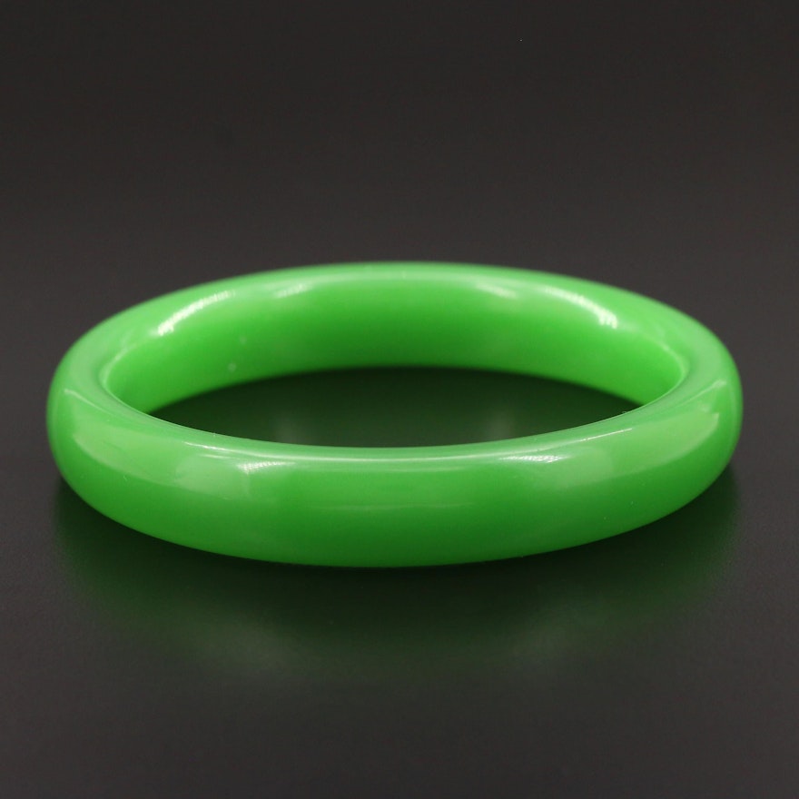 Green Glass Bangle Bracelet