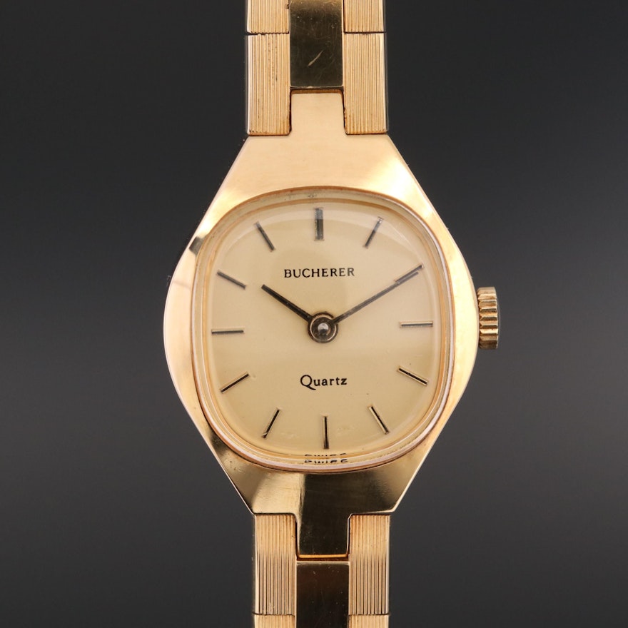 Vintage Bucherer Gold Tone Quartz Wristwatch