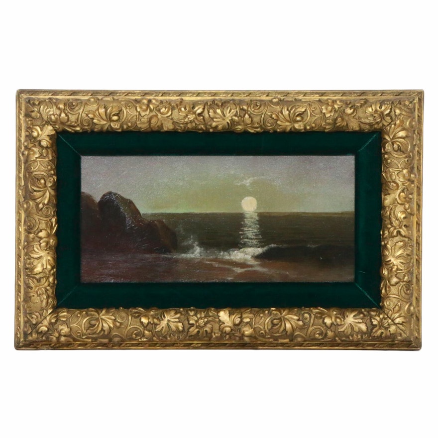 Coastal Scene Oil Painting, Late 19th/Early 20th Century