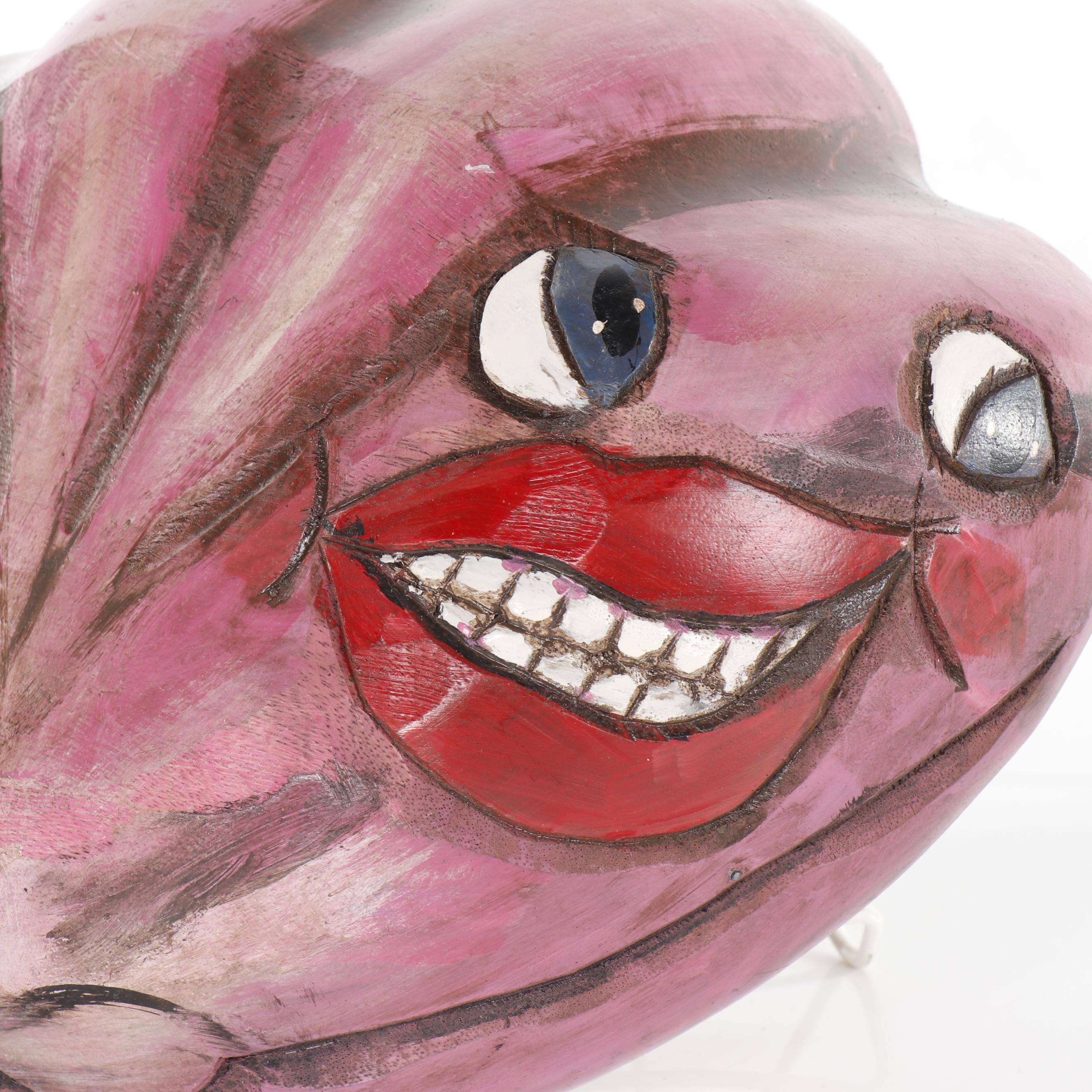 Hand-Painted and Carved Wood Folk Art Clamshell Sculptures