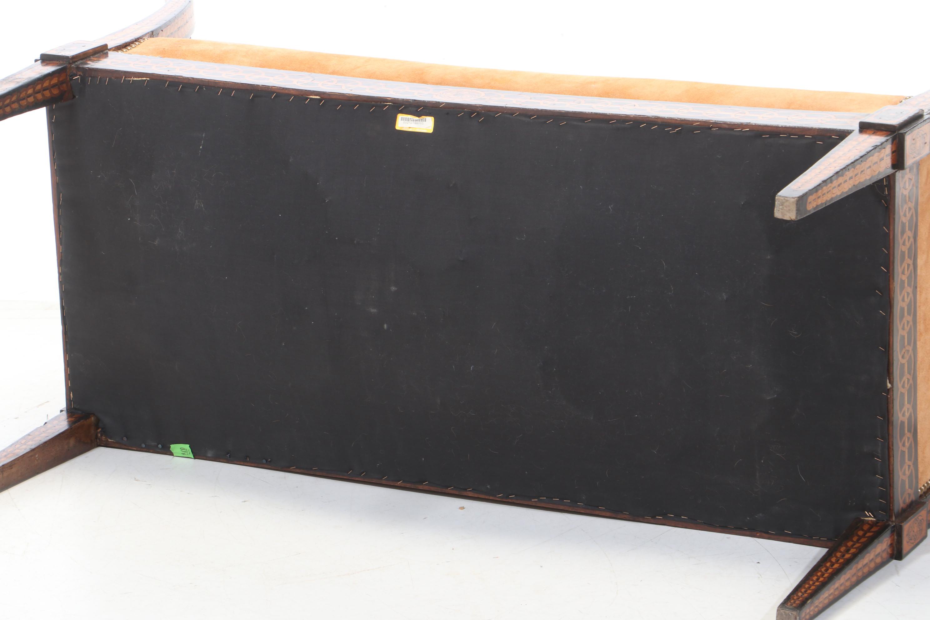 Biedermeier Inlaid Walnut And Penwork Settee, Mid 19th Century