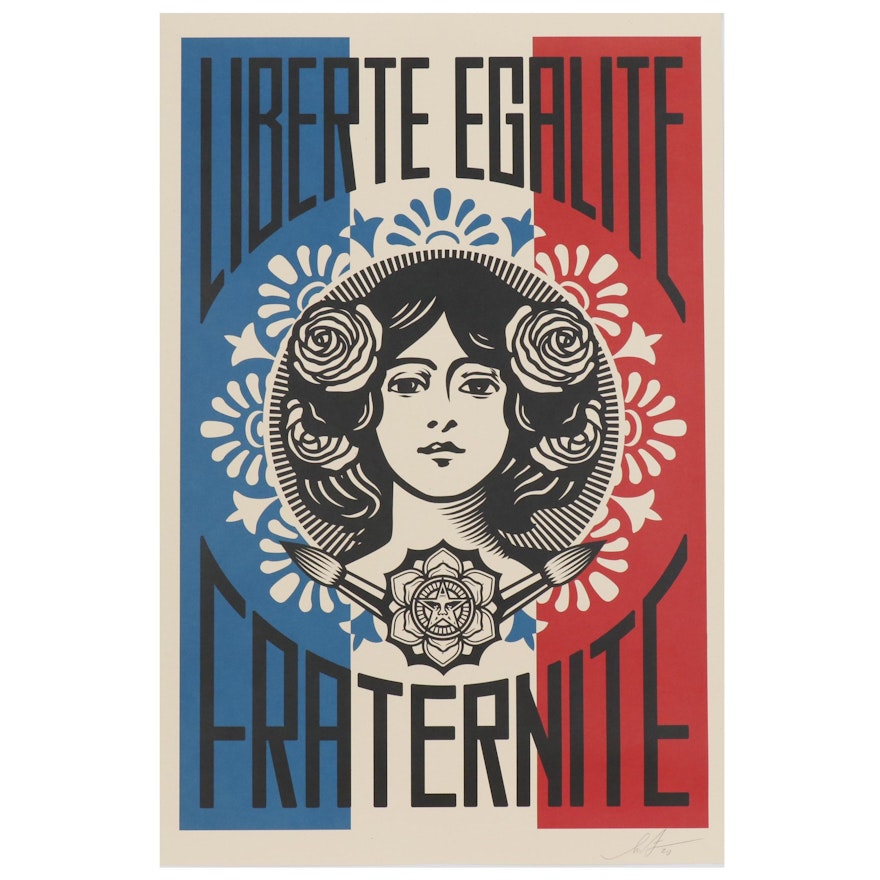 Shepard Fairey Offset Print "Liberté, Egalité, Fraternité"