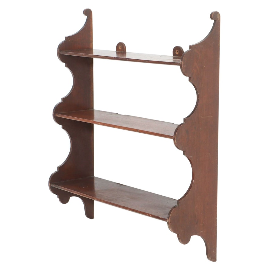 Victorian Mahogany Three-Tier Graduated Wall Shelf, Second Half 19th Century