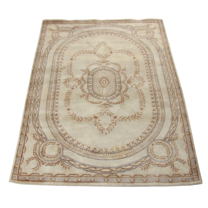 5'8 x 8'2 Hand-Knotted Sino-French Savonnerie Rug