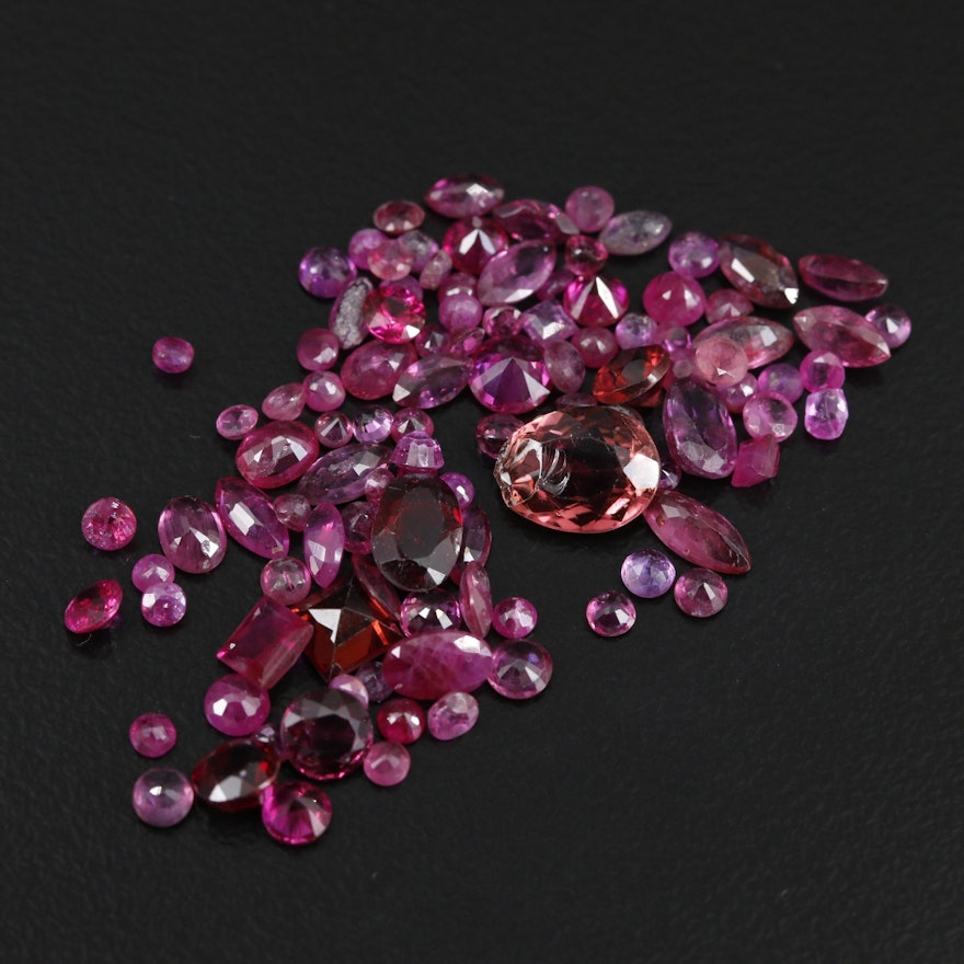 Loose 12.95 CTW Red Gemstone Selection Including Ruby, Garnet, and Tourmaline