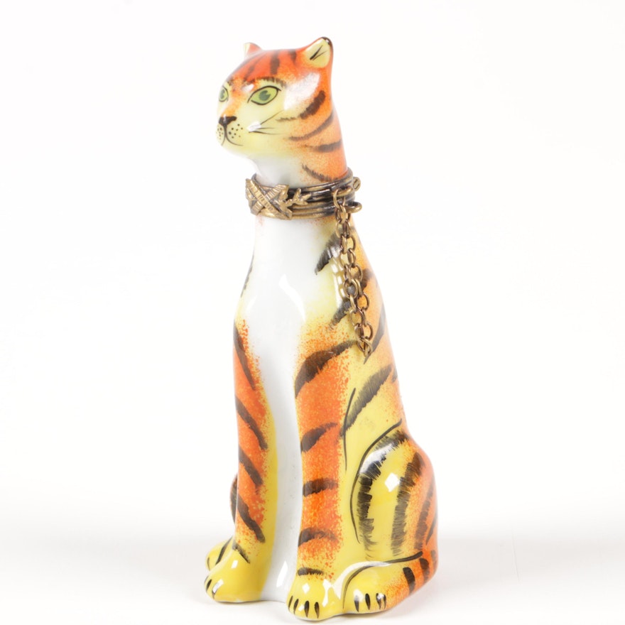 La Gloriette "Tiger" Hand-Painted Porcelain Trinket Box