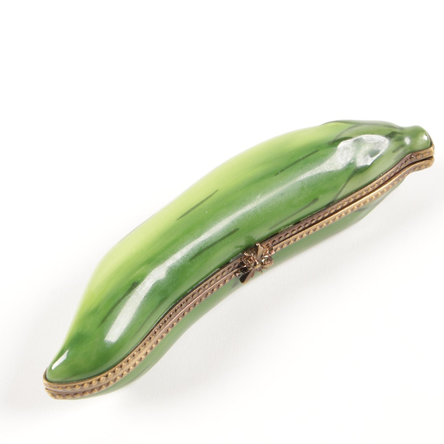 Gérard Ribierre Limoges "Pea Pod" Hand-Painted Trinket Box