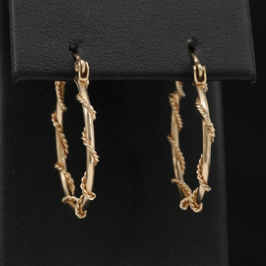 14K Yellow Gold Twisted Wire Hoop Earrings